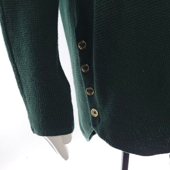 Michael Kors Solid Dark Emerald Green Long Sleeve Knit Shirt Size Large - Picture 4 of 9